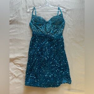 Glamorous Teal Sequin Mini Dress